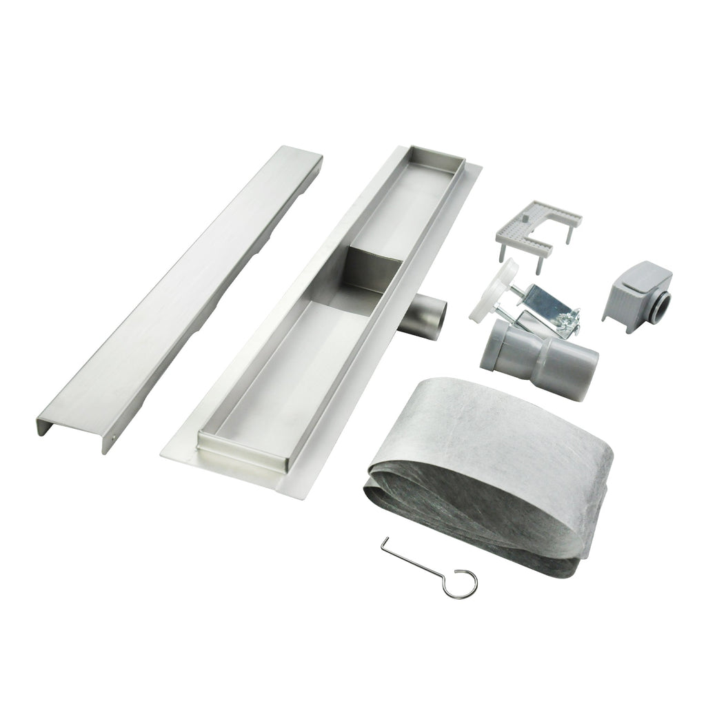 Desagüe de ducha rectangular de acero inoxidable ultraplano 50 cm - 120 cm Modelo R1