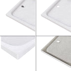 SHIMMER - Piatto doccia bianco Stone acrilico, texture pietra, ultrasottile 5 cm, sifone e valvola inclusi