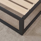 HARUKI - Letto con struttura metallica e doghe in legno naturale, spazio contenitivo di 31,8 cm - Nero o Bianco