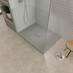BOREAL - Base de duche cinzenta RAL 7030 SMC antiderrapante GRIPSTONE com sifão incluído