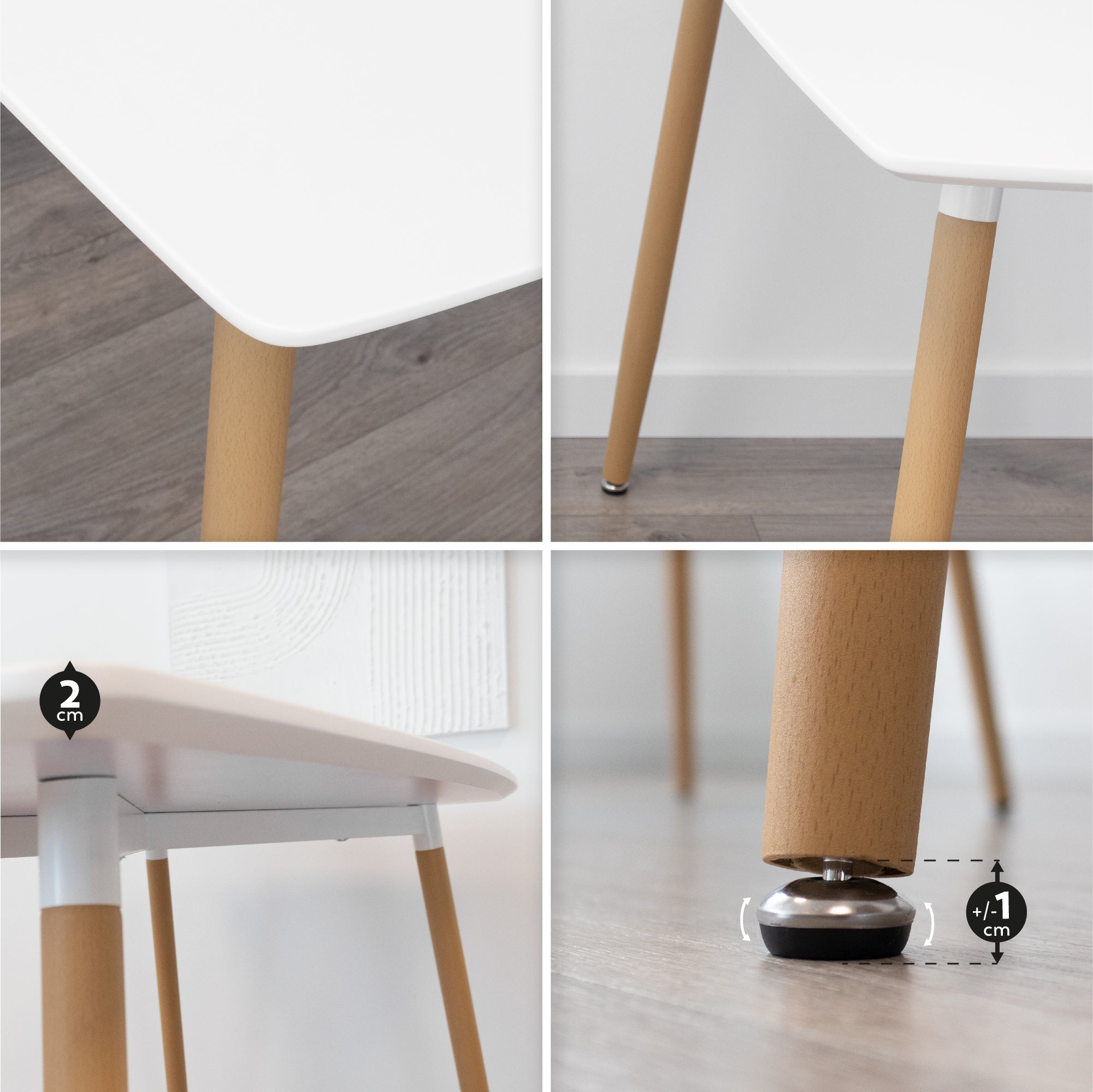 Set Tavolo e Sedie Felicia Hemans, Struttura Metallica Effetto Legno