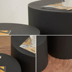 YANKA - Set di 2 tavolini da caffè in MDF nero opaco - Ø 49 e Ø 38 cm