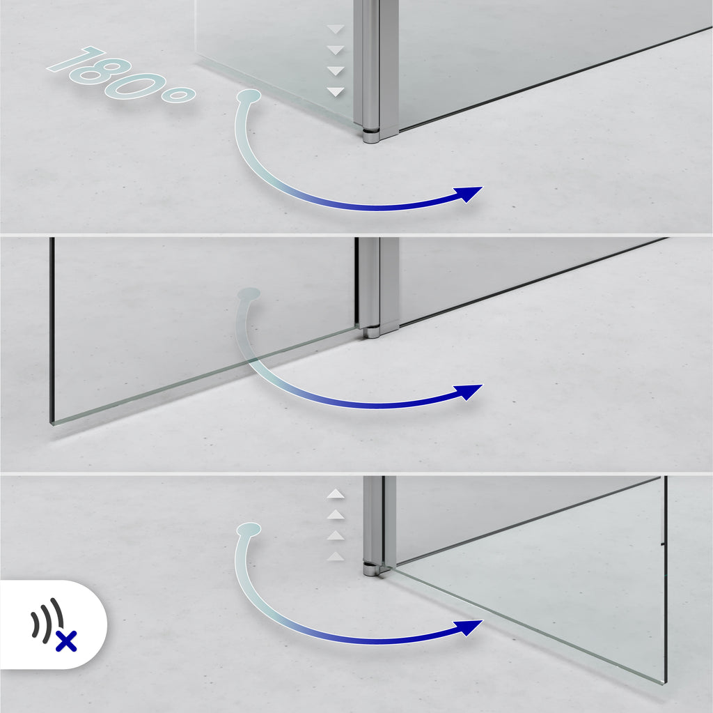 Extensión giratoria de 40 cm para mampara de ducha Walk-In | Vidrio templado 10 mm, protección contra salpicaduras