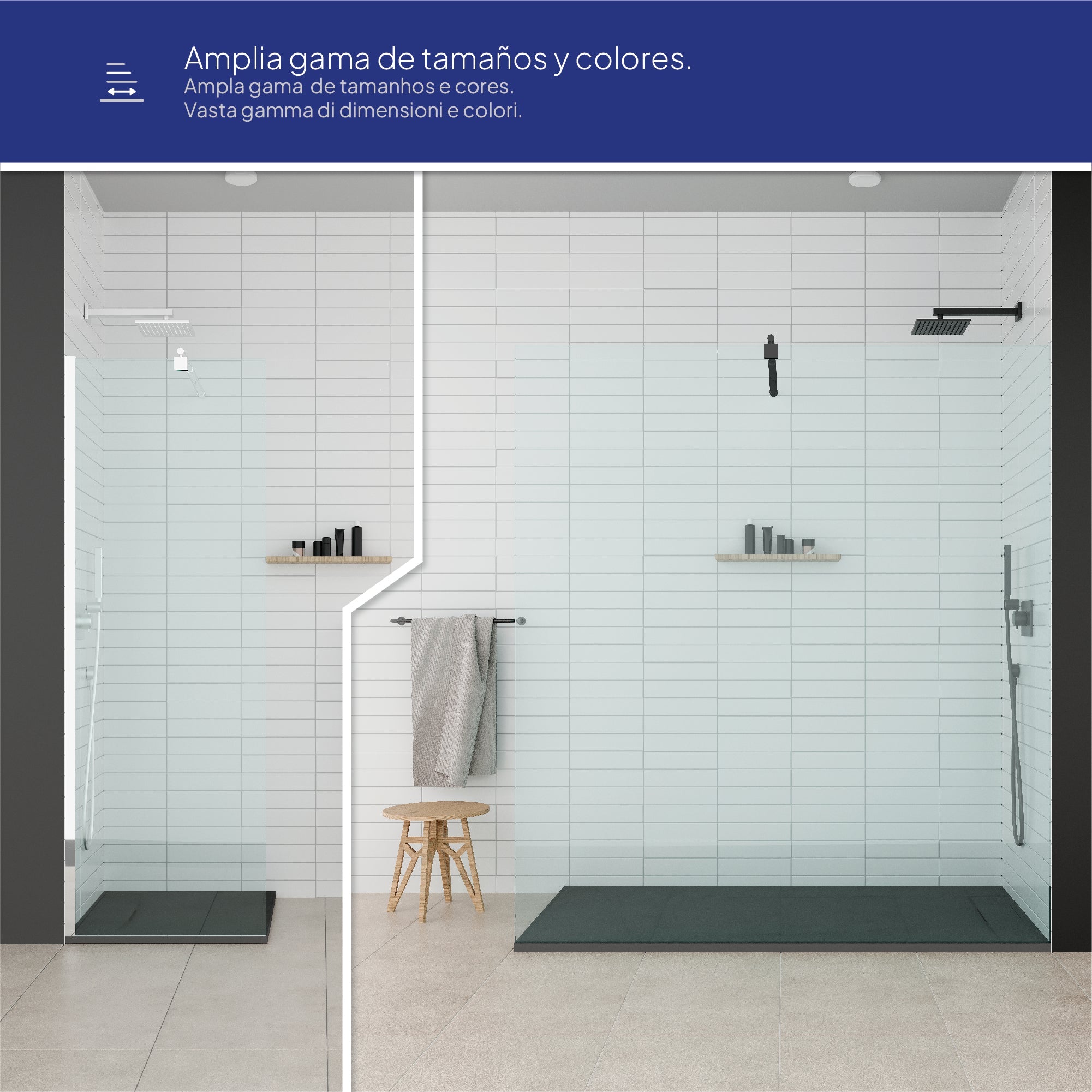 POLAR - Piatto doccia nero antiscivolo, resistente, durevole e facile da pulire - Incl. sifone