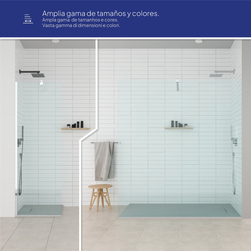 POLAR - Piatto doccia grigio antiscivolo, resistente, durevole e facile da pulire - Incl. sifone
