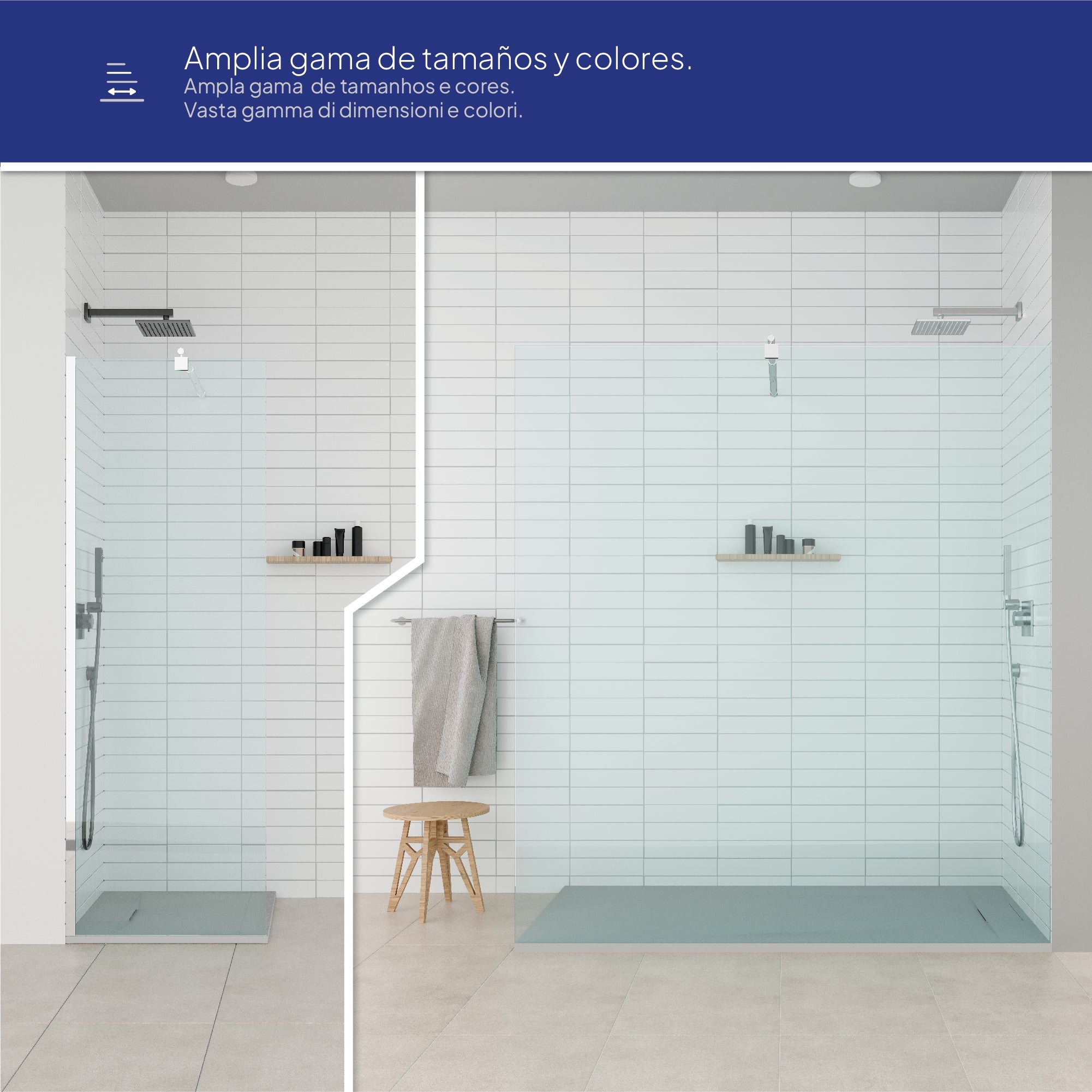 POLAR - Piatto doccia grigio antiscivolo, resistente, durevole e facile da pulire - Incl. sifone