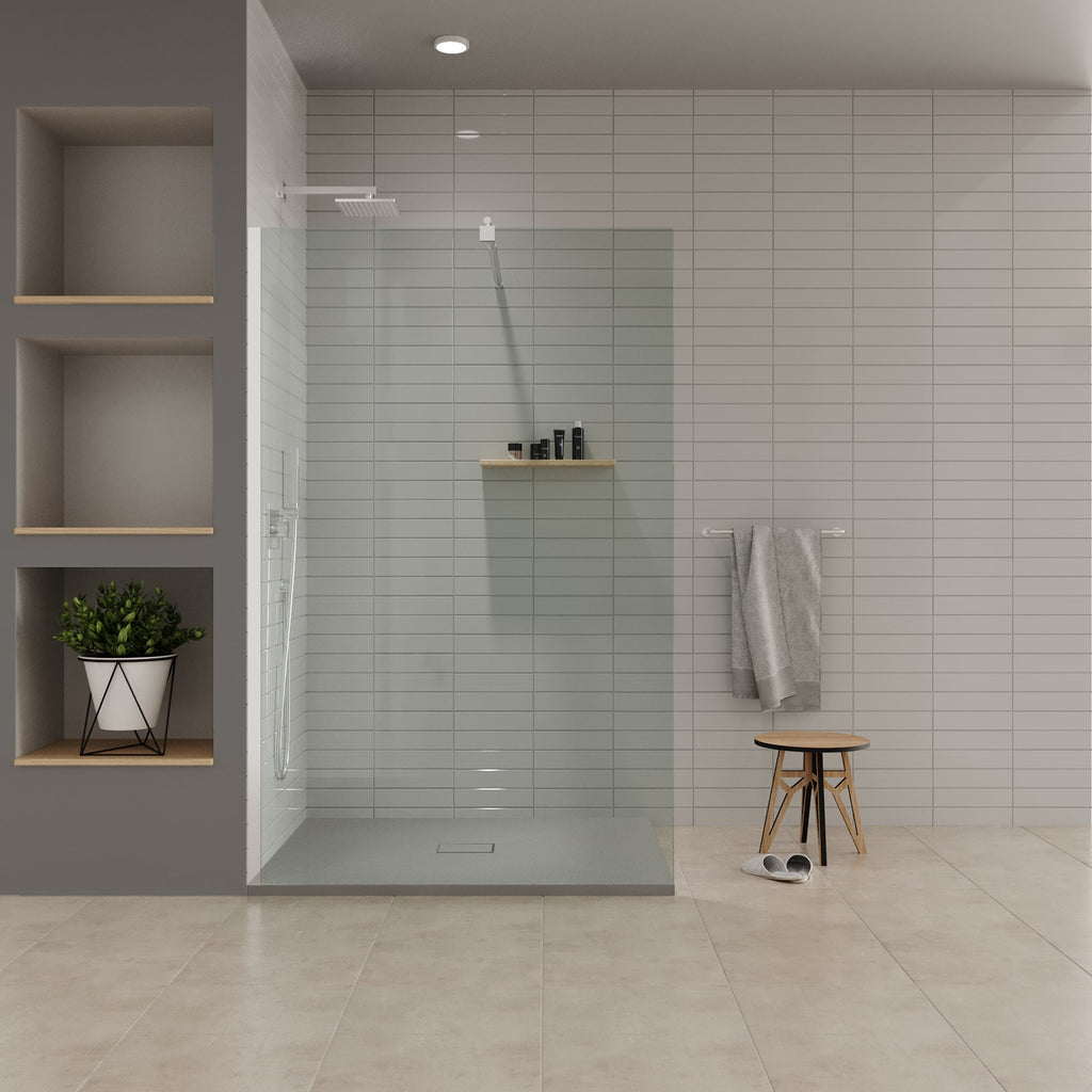 BOREAL - Piatto doccia grigio antiscivolo, resistente, durevole e facile da pulire - Incl. sifone