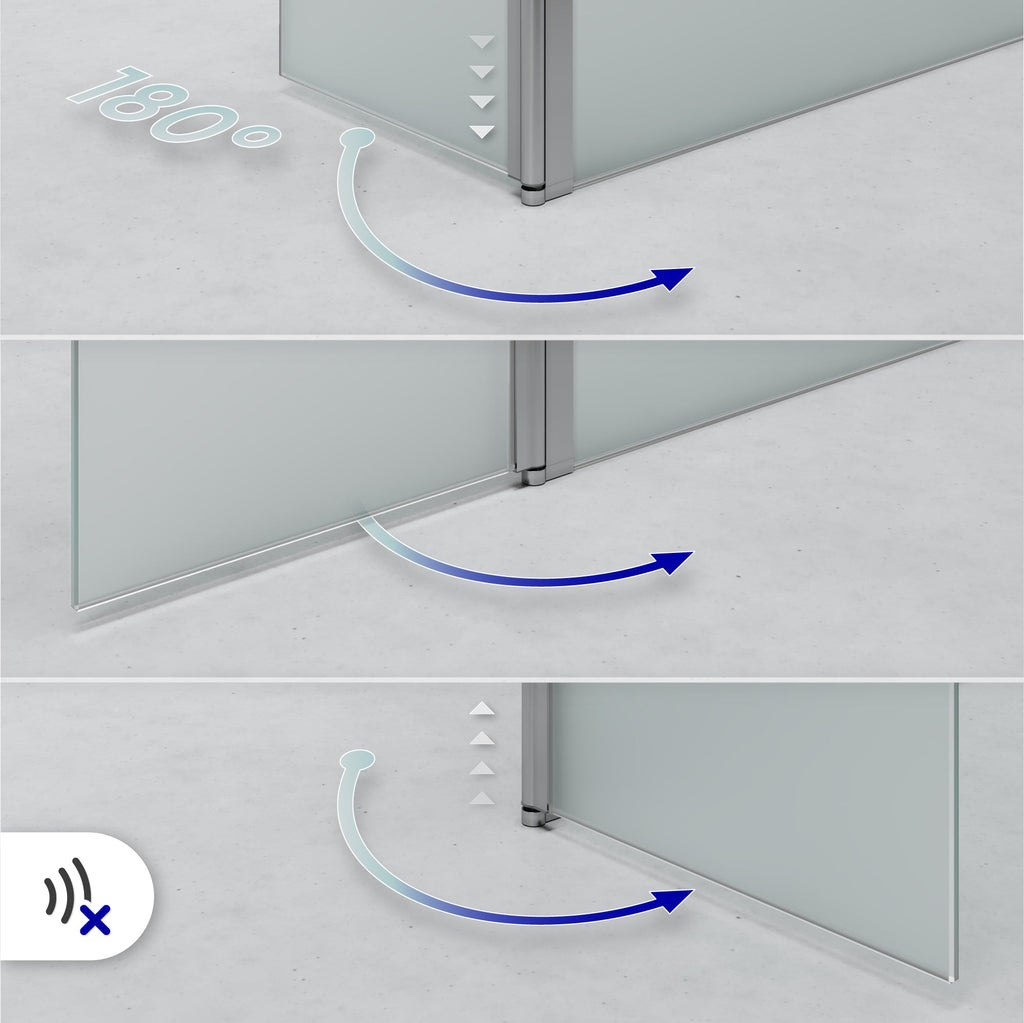 Extensión giratoria de 40 cm para mampara de ducha Walk-In | Vidrio templado 10 mm, protección contra salpicaduras