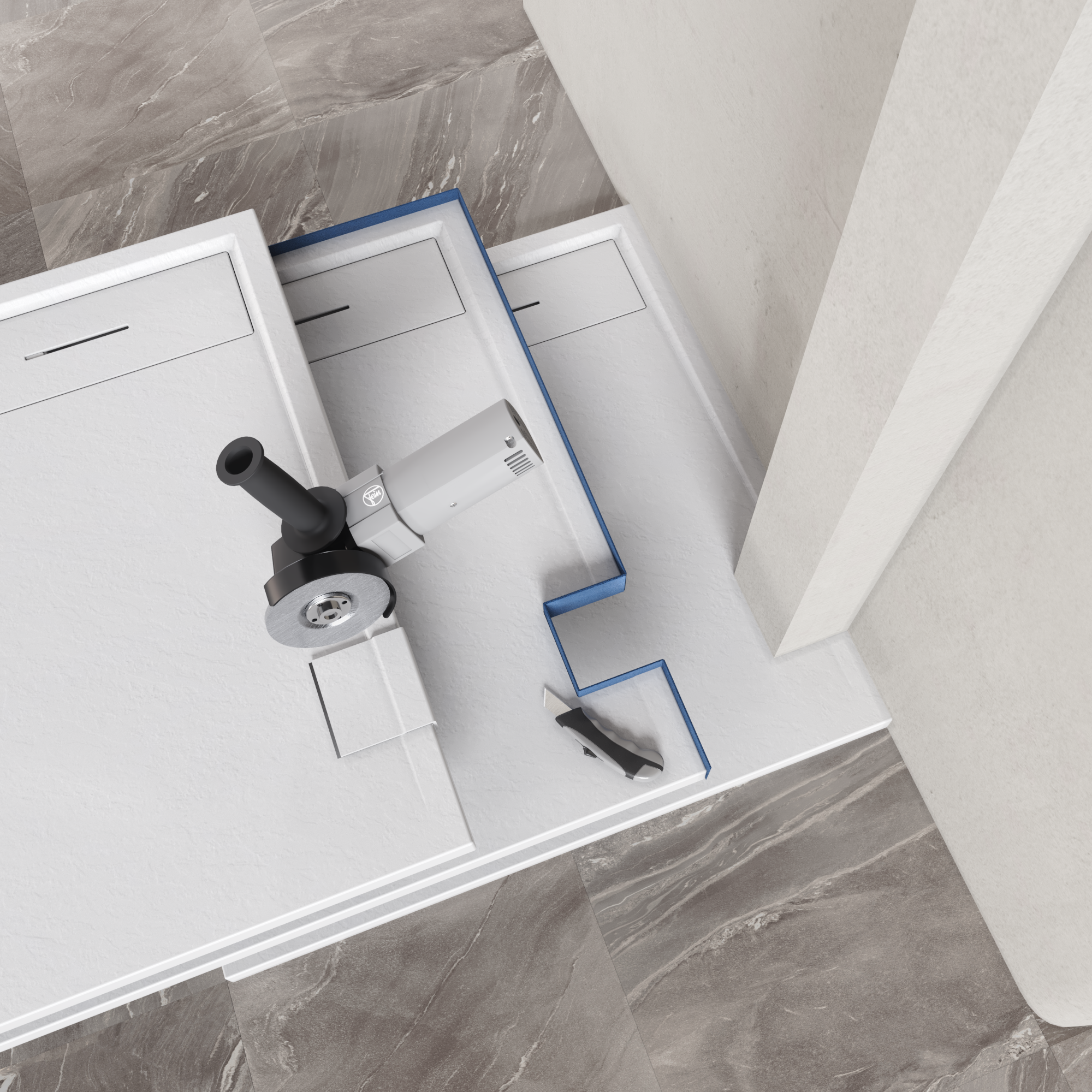HIEMAL - Piatto doccia bianco antiscivolo, resistente e durevole - Incl. sifone e griglia inox