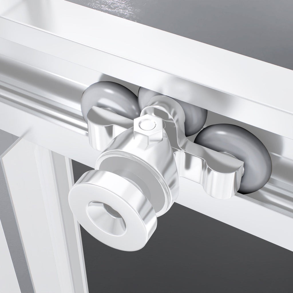 KAYLEE - Cabina doccia reversibile con porte scorrevoli, profilo bianco e vetro temperato fumé da 6 mm