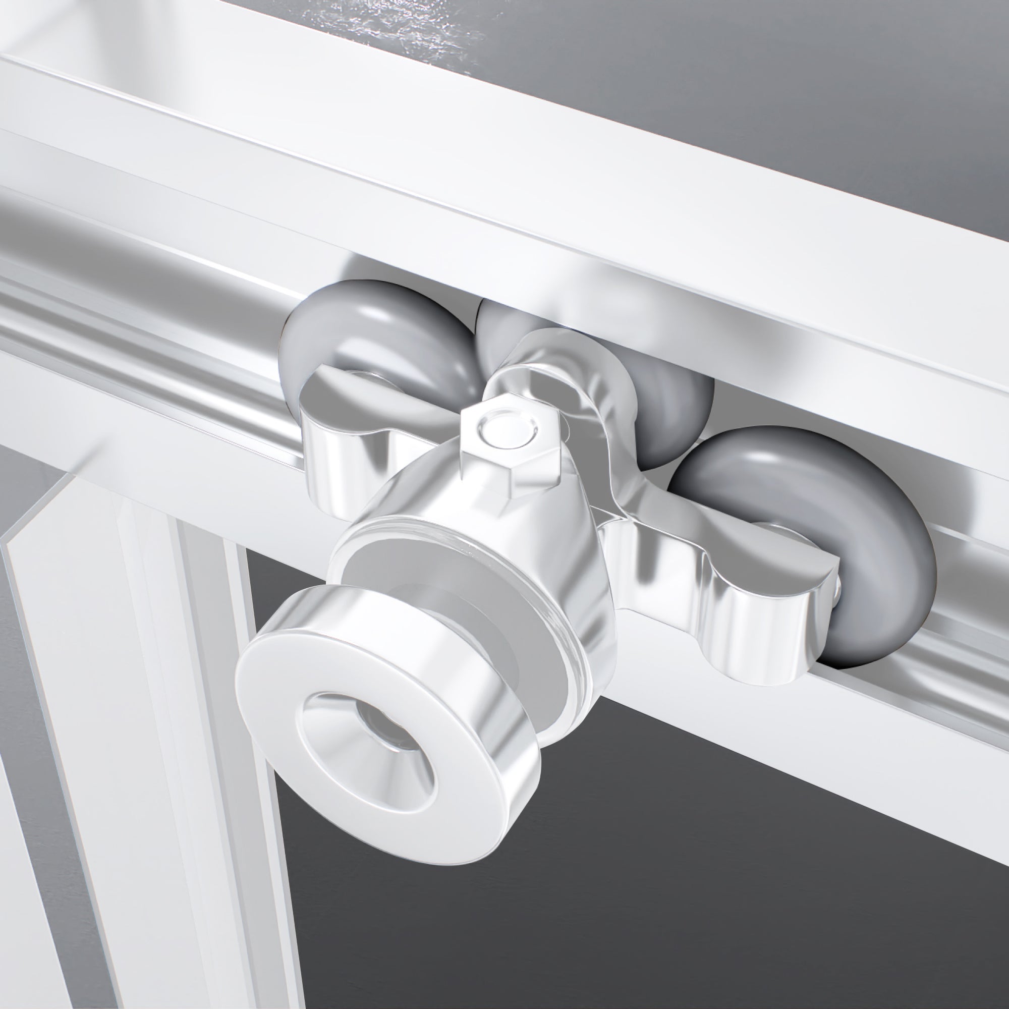 KAYLEE - Cabina doccia reversibile con porte scorrevoli, profilo bianco e vetro temperato fumé da 6 mm