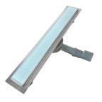 Ralo de duche plano de aço inoxidável com tampa de vidro branco B3