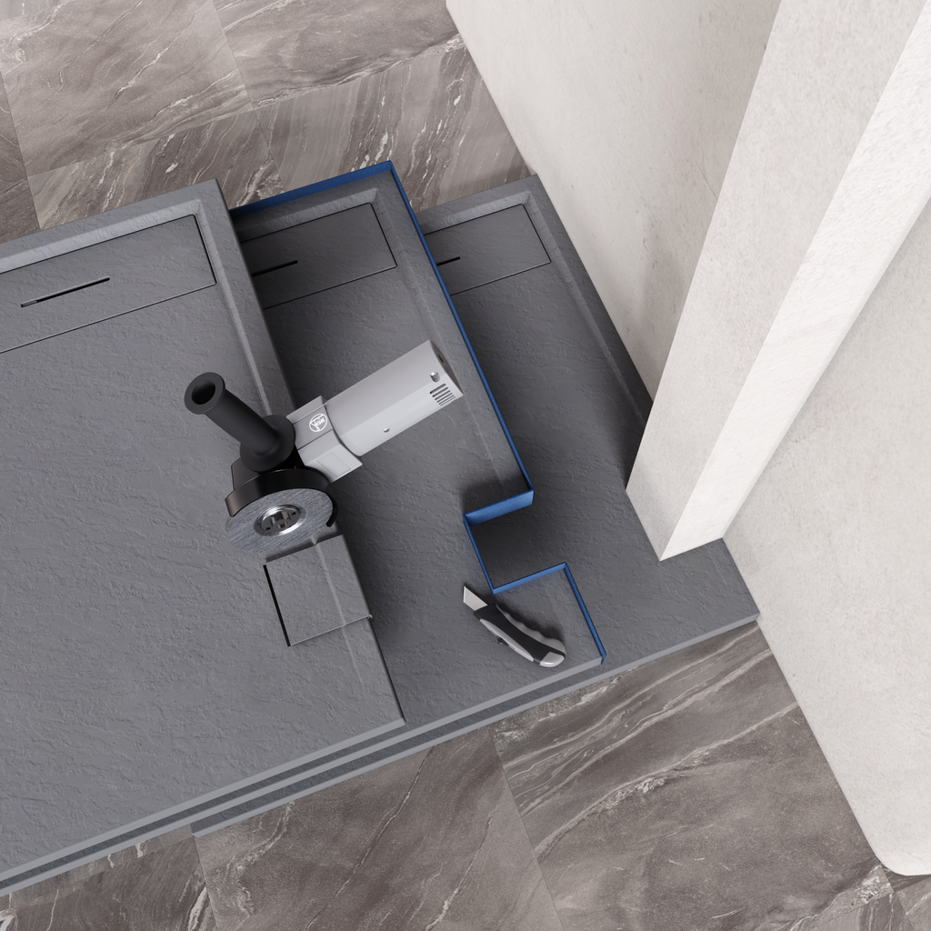 HIEMAL - Piatto doccia grigio antiscivolo, resistente e durevole - Incl. sifone e griglia inox