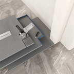 LUMIA - Piatto doccia grigio antiscivolo, resistente e durevole - Incl. sifone e griglia inox