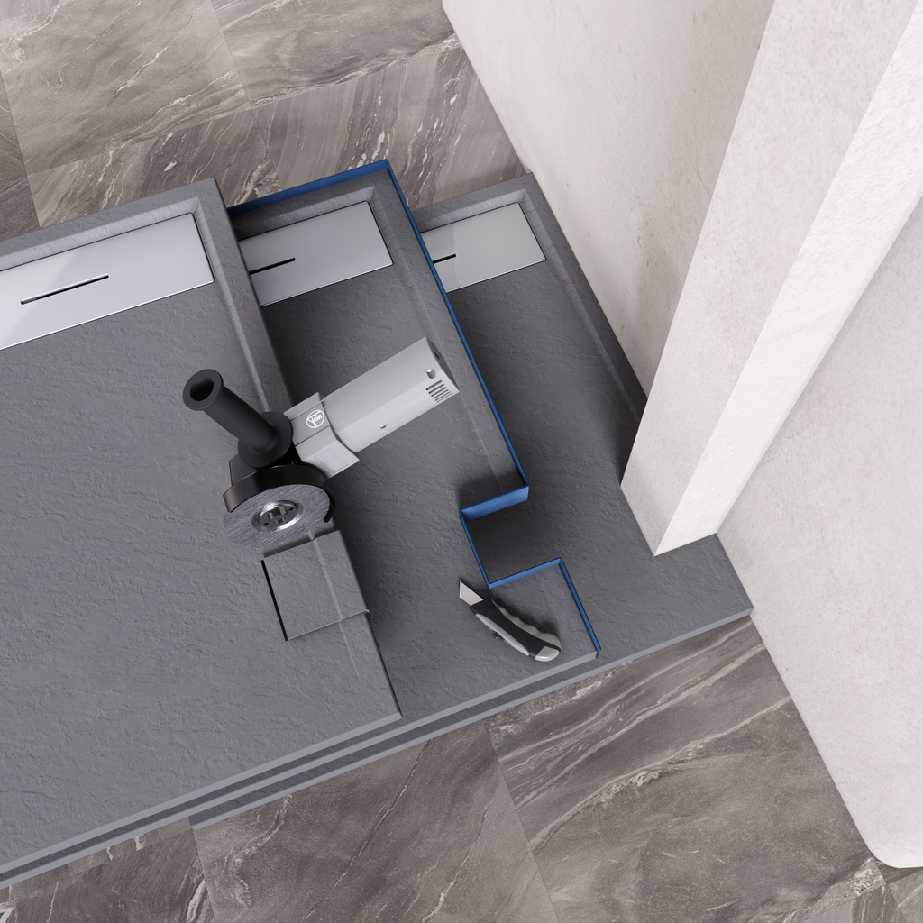 HIEMAL - Piatto doccia grigio antiscivolo, resistente e durevole - Incl. sifone e griglia inox