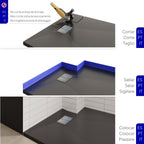 BOREAL - Base de duche preta RAL 7021 SMC antiderrapante GRIPSTONE com sifão incluído