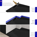 POLAR - Piatto doccia nero antiscivolo, resistente, durevole e facile da pulire - Incl. sifone