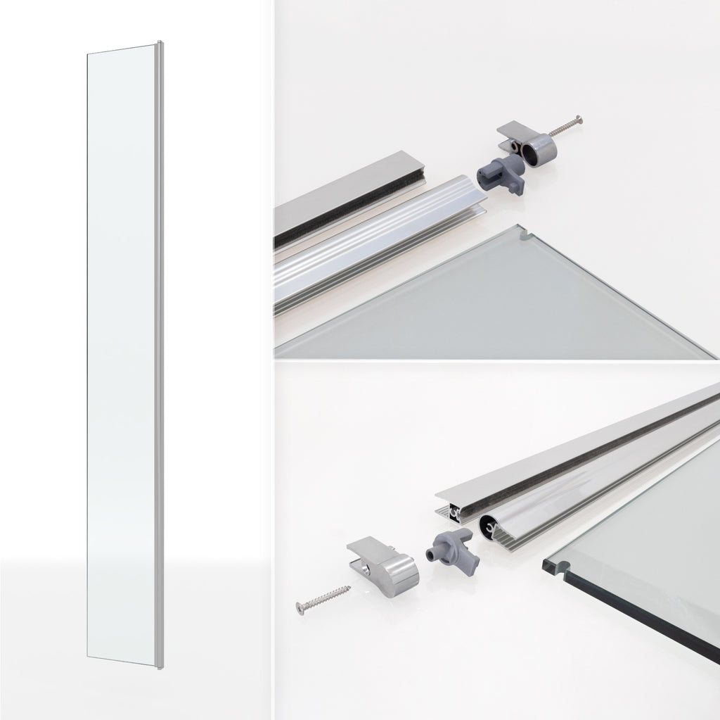 Extensión giratoria de 40 cm para mampara de ducha Walk-In | Vidrio templado 10 mm, protección contra salpicaduras