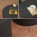 YANKA - Set di 2 tavolini da caffè in MDF nero opaco - Ø 49 e Ø 38 cm