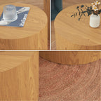 YANKA - Conjunto de 2 mesas de centro en MDF con acabado efecto madera - Ø 49 y Ø 38 cm