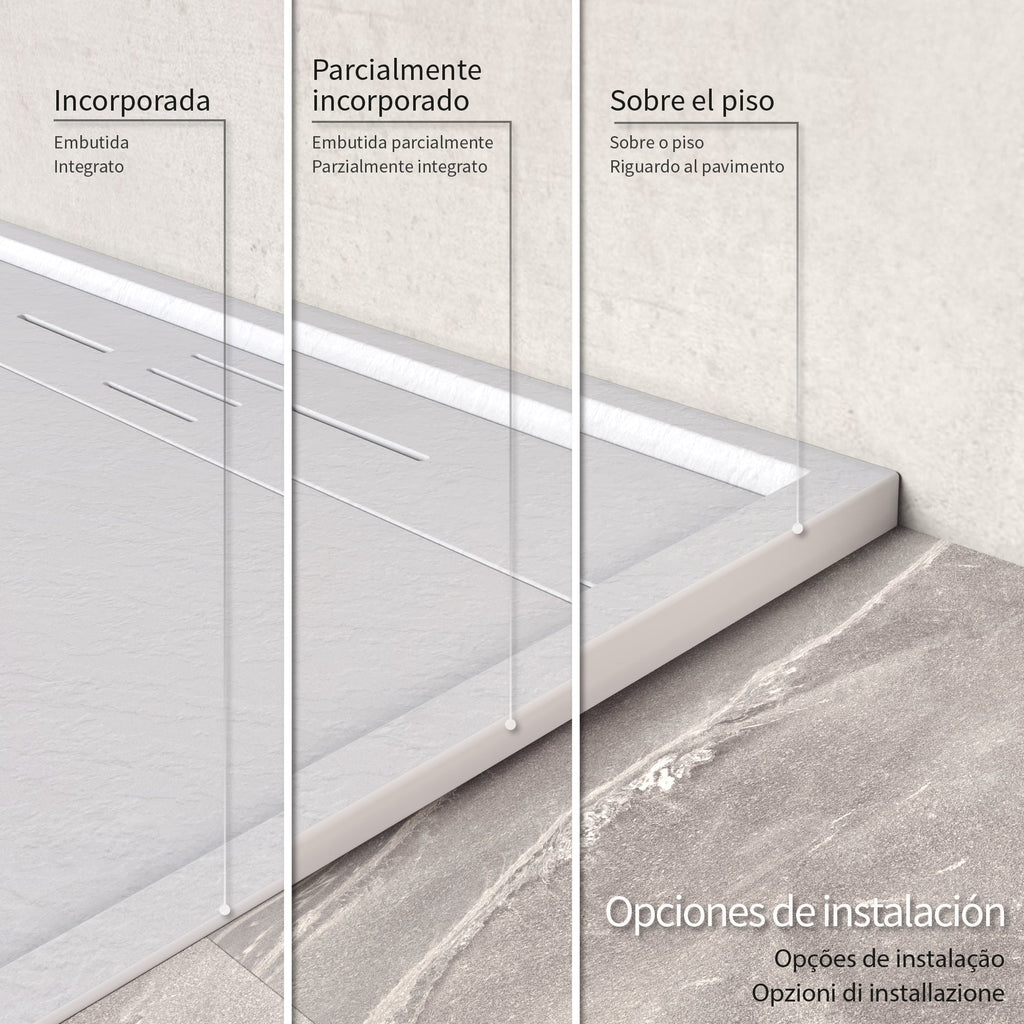 HIEMAL - Piatto doccia bianco antiscivolo, resistente e durevole - Incl. sifone e griglia inox