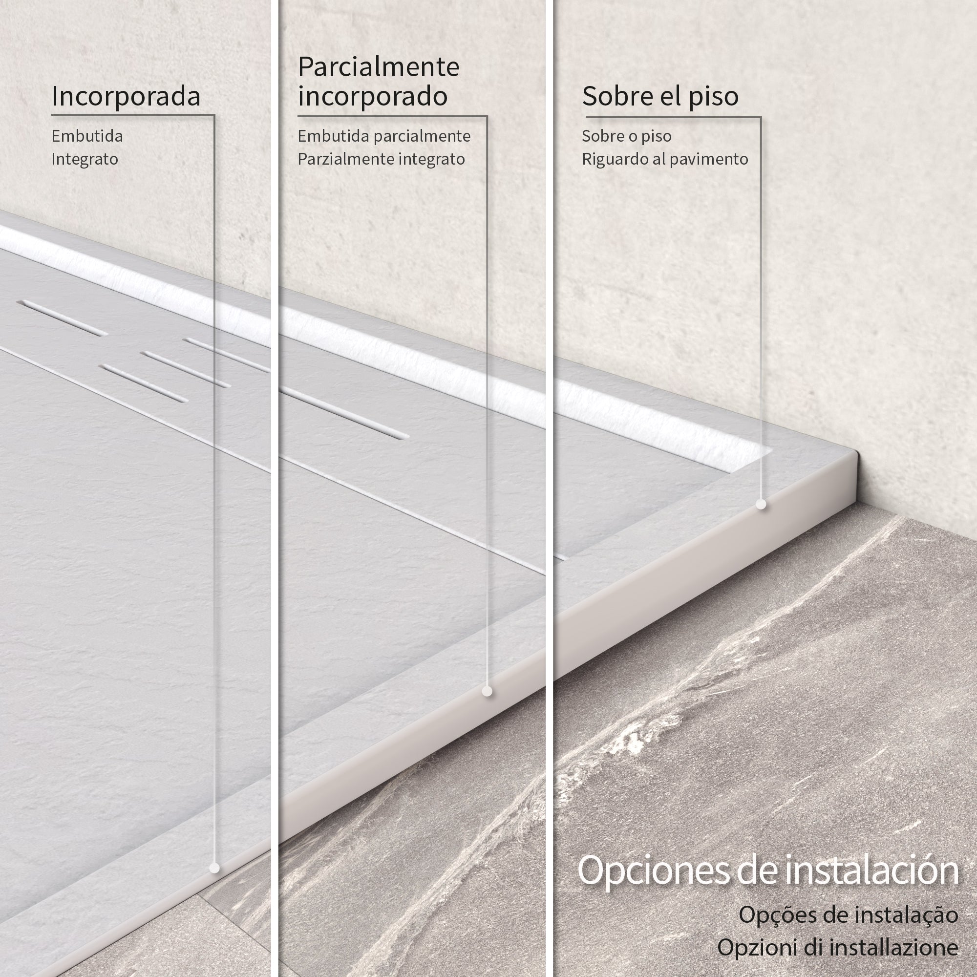 HIEMAL - Piatto doccia bianco antiscivolo, resistente e durevole - Incl. sifone e griglia inox