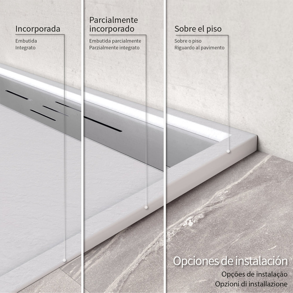 HIEMAL - Piatto doccia bianco antiscivolo, resistente e durevole - Incl. sifone e griglia inox