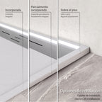 HIEMAL - Piatto doccia bianco antiscivolo, resistente e durevole - Incl. sifone e griglia inox