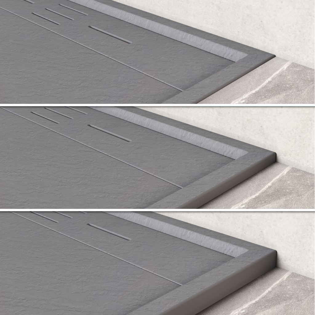 HIEMAL - Piatto doccia grigio antiscivolo, resistente e durevole - Incl. sifone e griglia inox