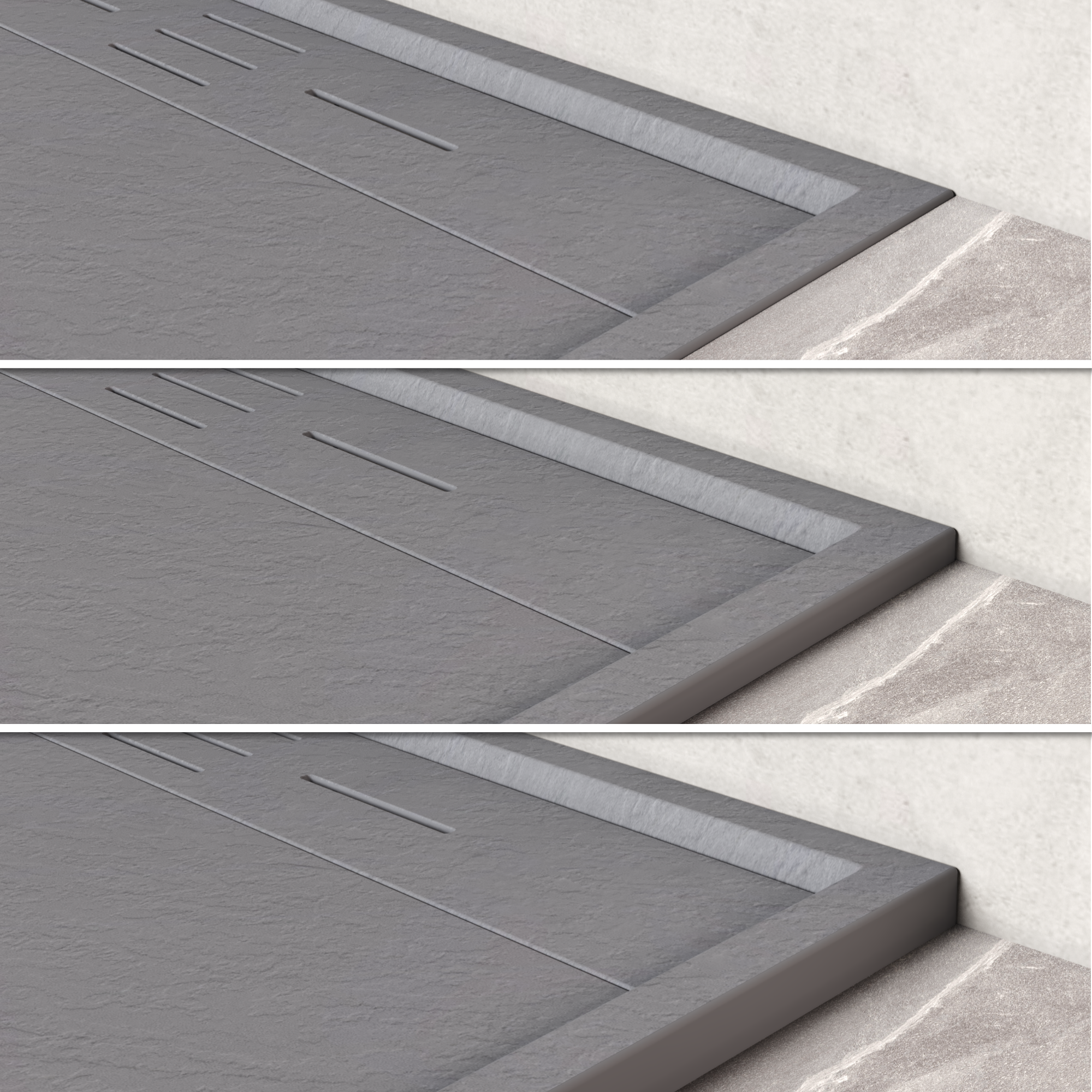 HIEMAL - Piatto doccia grigio antiscivolo, resistente e durevole - Incl. sifone e griglia inox