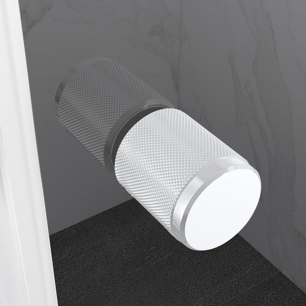 KAYLEE - Cabina doccia reversibile con porte scorrevoli, profilo bianco e vetro temperato fumé da 6 mm