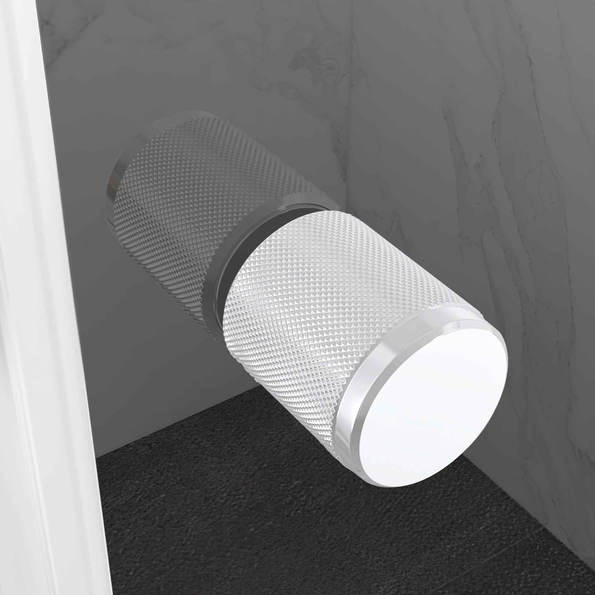 KAYLEE - Cabina doccia reversibile con porte scorrevoli, profilo bianco e vetro temperato fumé da 6 mm