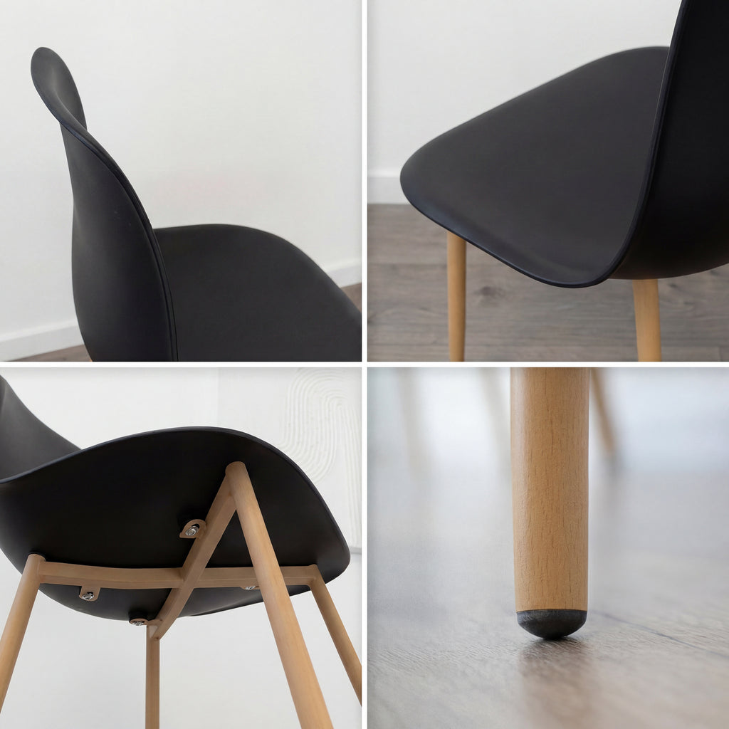 Conjunto de mesa e cadeiras Felicia Hemans, estrutura metálica efeito madeira
