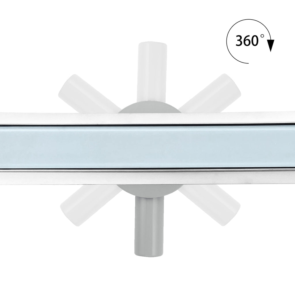 Ralo de duche plano de aço inoxidável com tampa de vidro branco B3