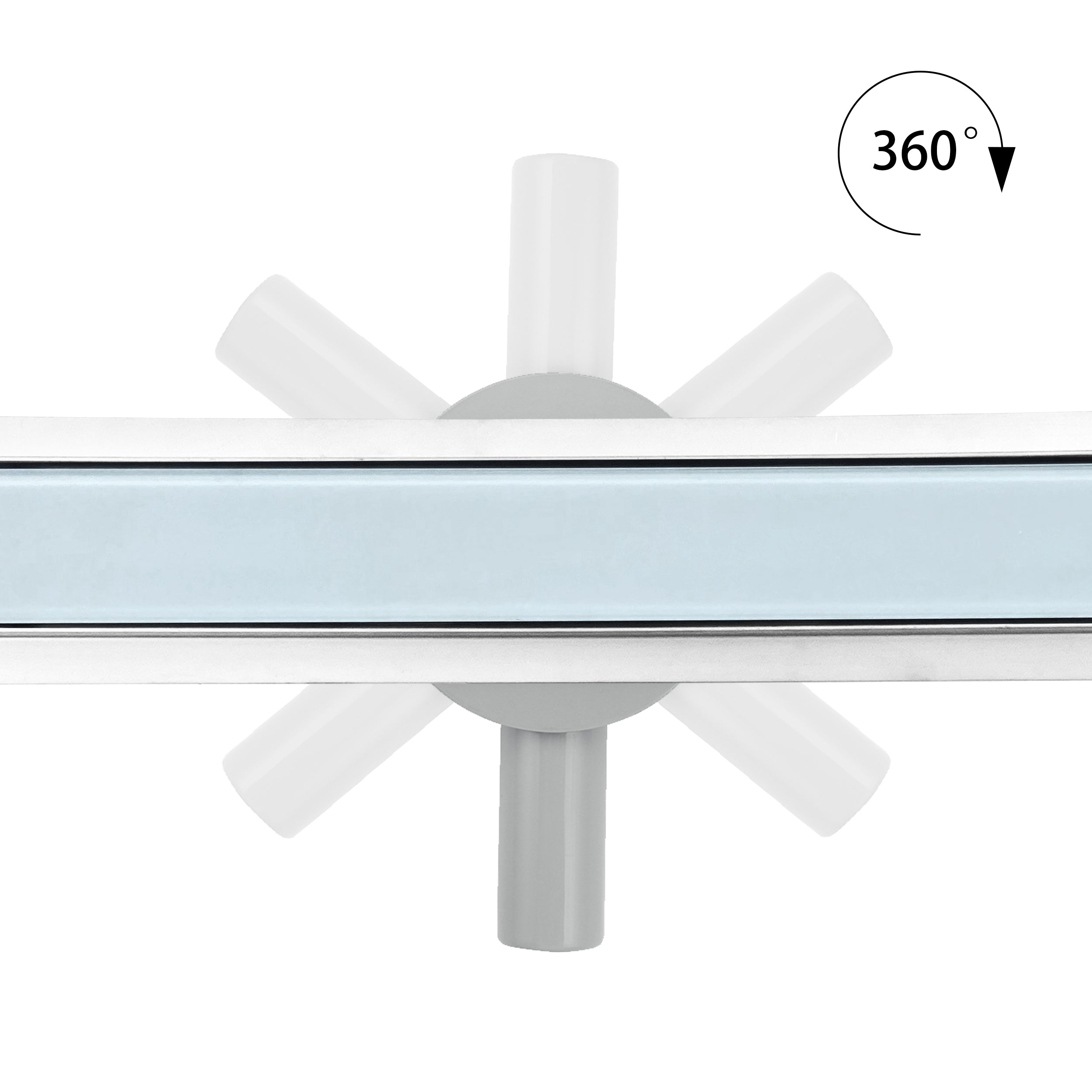 Ralo de duche plano de aço inoxidável com tampa de vidro branco B3
