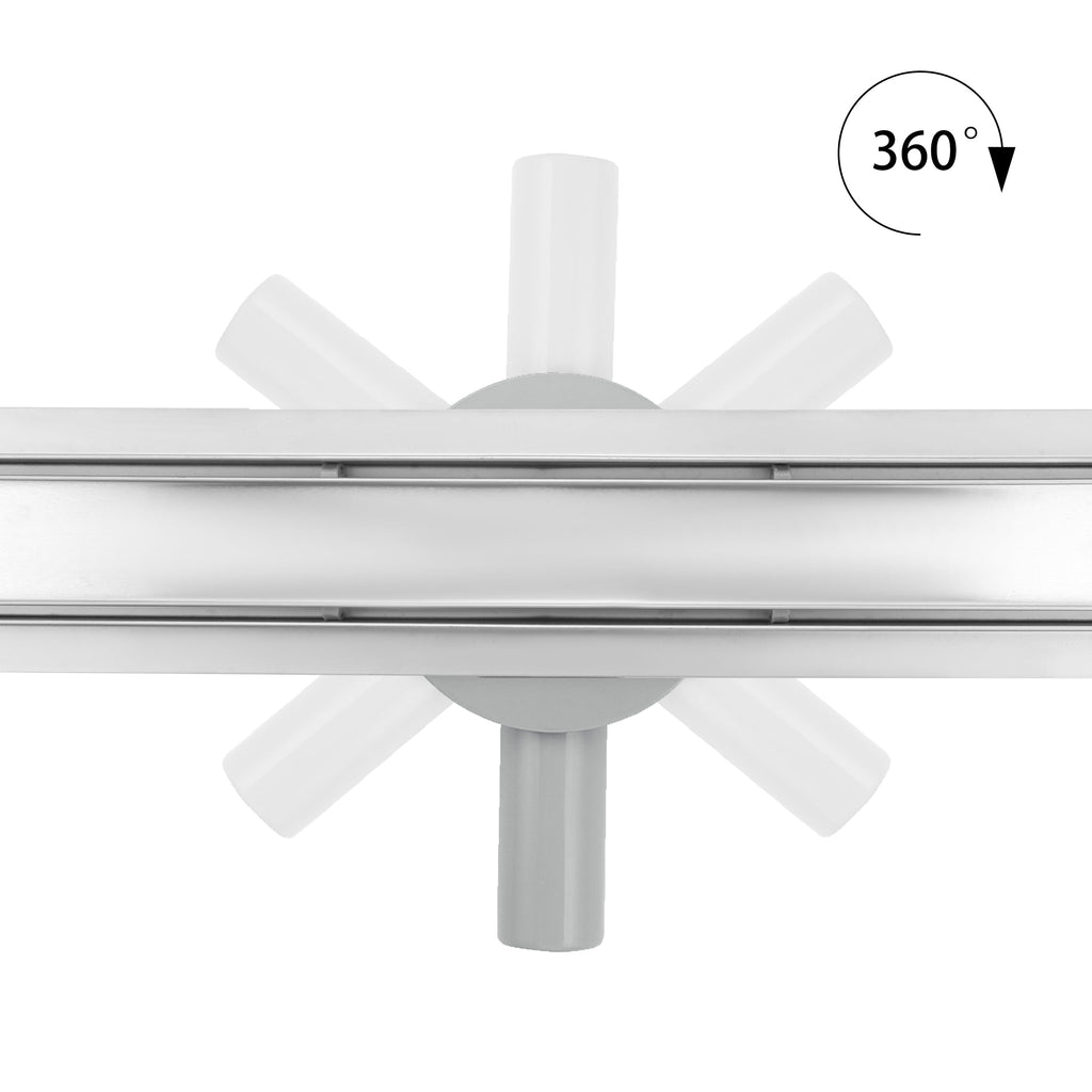 Scarico Doccia Lineare INOX - Copertura Argentata, Filtro e Sifone 360º - Modello B1
