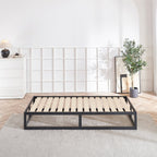 HARUKI - Letto con struttura metallica e doghe in legno naturale, spazio contenitivo di 31,8 cm - Nero o Bianco