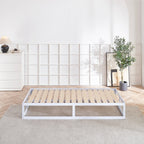 HARUKI - Letto con struttura metallica e doghe in legno naturale, spazio contenitivo di 31,8 cm - Nero o Bianco
