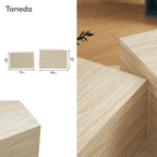 TANEDA - Conjunto de 2 mesas de centro quadradas em MDF com acabamento efeito pedra bege claro - 60 e 51 cm