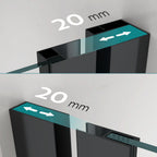 KAYLEE - Puerta de ducha reversible con puerta corredera y lateral fijo, perfil negro y vidrio templado transparente de 6 mm