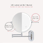 Specchio da barba/trucco ricaricabile con LED, ingrandimento 5X, rotazione 360º