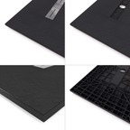 LUMIA - Piatto doccia nero antiscivolo, resistente e durevole - Incl. sifone e griglia inox