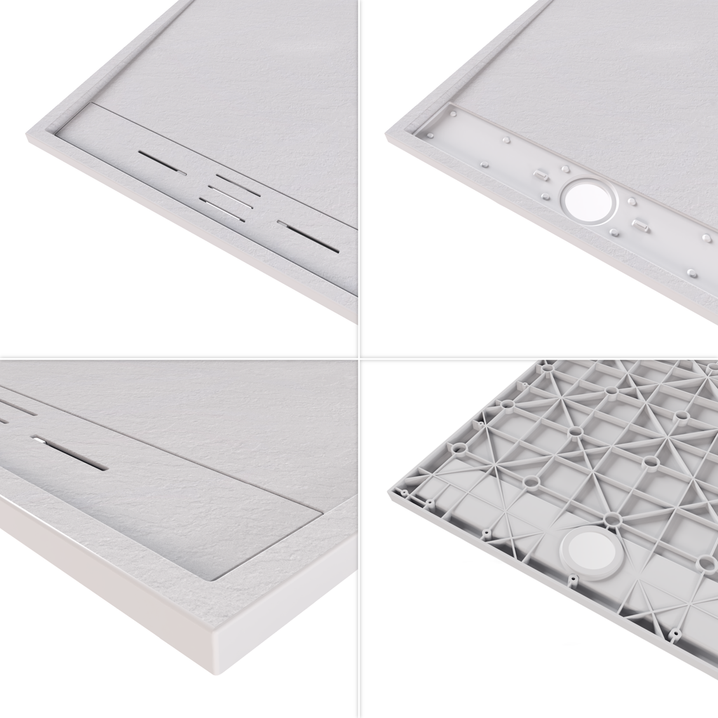HIEMAL - Piatto doccia bianco antiscivolo, resistente e durevole - Incl. sifone e griglia inox