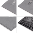 LUMIA - Piatto doccia grigio antiscivolo, resistente e durevole - Incl. sifone e griglia inox