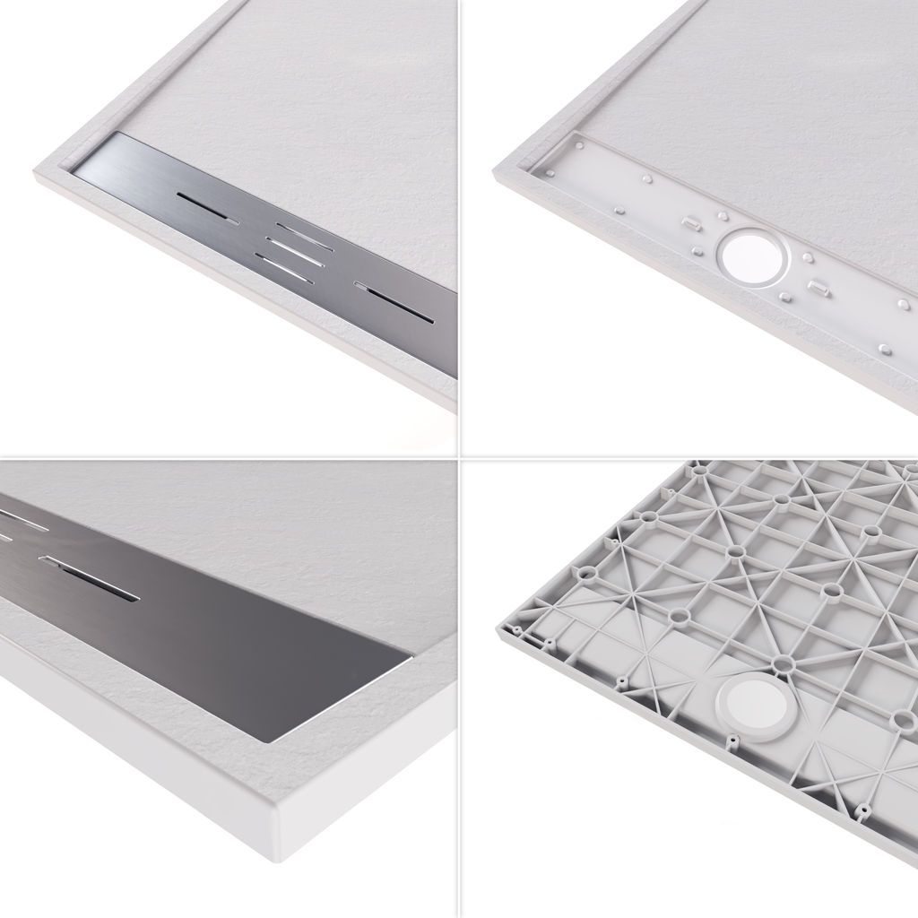 HIEMAL - Piatto doccia bianco antiscivolo, resistente e durevole - Incl. sifone e griglia inox