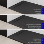 POLAR - Piatto doccia nero antiscivolo, resistente, durevole e facile da pulire - Incl. sifone