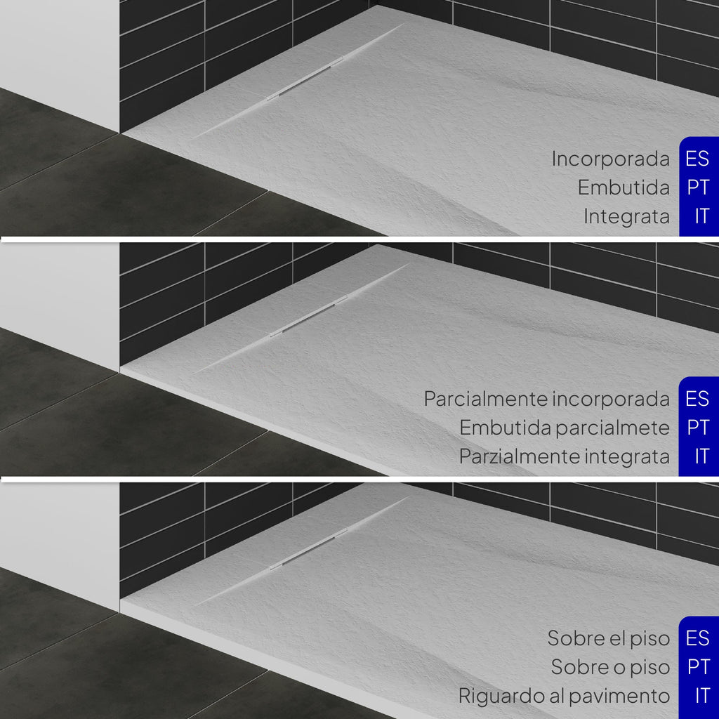 POLAR - Piatto doccia bianco antiscivolo, resistente, durevole e facile da pulire - Incl. sifone