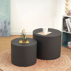YANKA - Set di 2 tavolini da caffè in MDF nero opaco - Ø 49 e Ø 38 cm