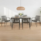 RUTH + WENDY | Conjunto de mesa 140x80 cm en cerámica sinterizada y 4 o 6 sillas de polipropileno para interior y exterior