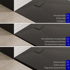 BOREAL - Piatto doccia nero antiscivolo, resistente, durevole e facile da pulire - Incl. sifone